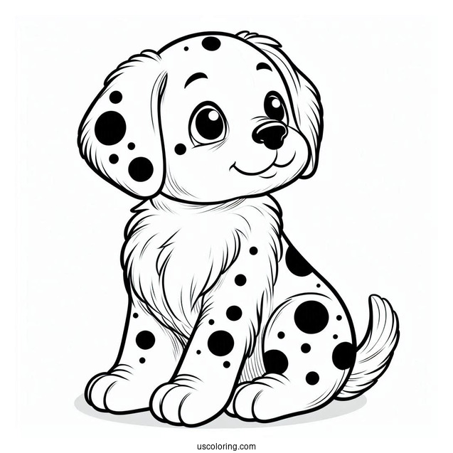 Spotted Puppy Coloring Page For Preschoolers