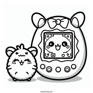 Retro Tamagotchi Coloring Page With Mametchi On The Screen