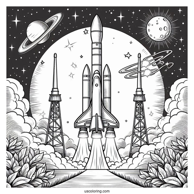 Ariane 5 Rocket Blasting Off Launch Pad