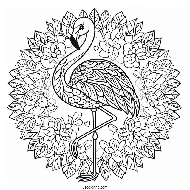 Flamingo Mandala Coloring Page