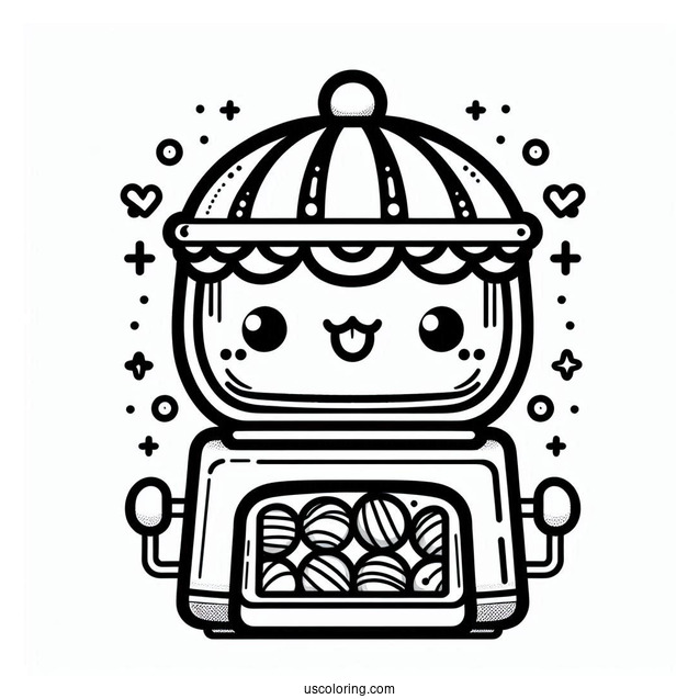 Kawaii Gum-ball Machine To Color