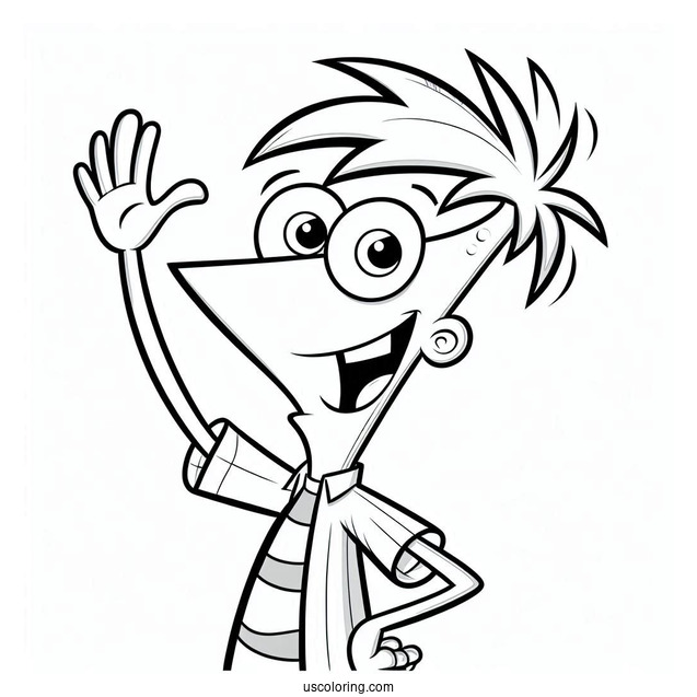 Phineas And Ferb Coloring Page Of Baljeet Waving