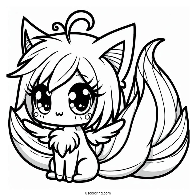 Kawaii Tails Coloring Page For Preschoolers