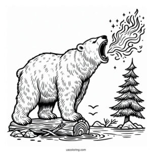 Polar Bear Roaring Coloring Page