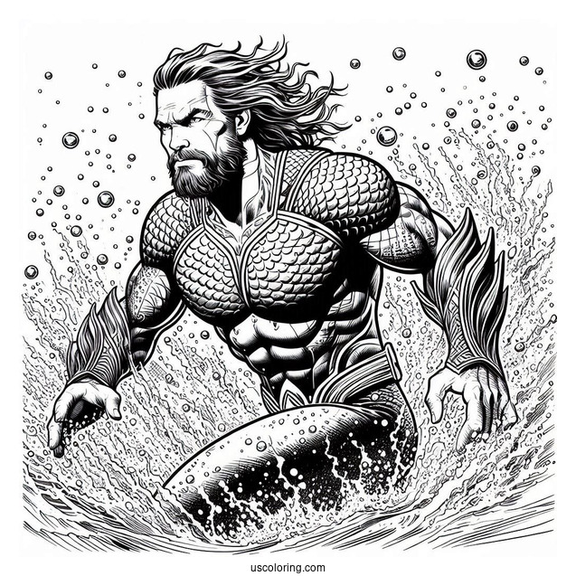 Mighty Aquaman Coloring Page Out Of The Water