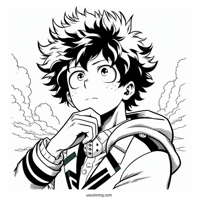 My Hero Academia Coloring Page Of Detaled Izuku Midoriya