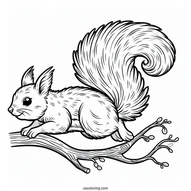 Simple Squirrel Coloring Page Gliding In the Air