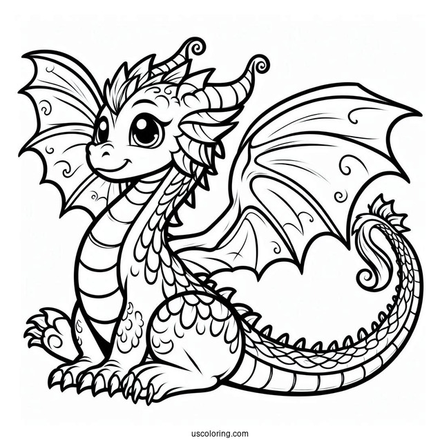 Easy To Color Dragon For Toddlers