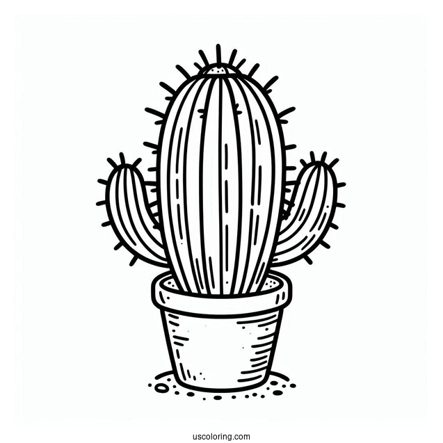Simple Outline Of a Cactus Plant For Preschoolers