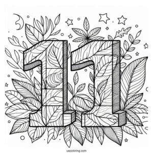 Numberblocks Coloring Page 11 With Leaves And Stars