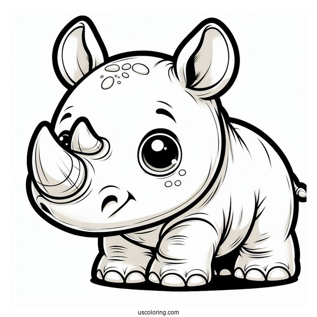 Cute Baby Rhino To Color
