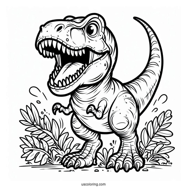 T-Rex Roaring Coloring Sheet