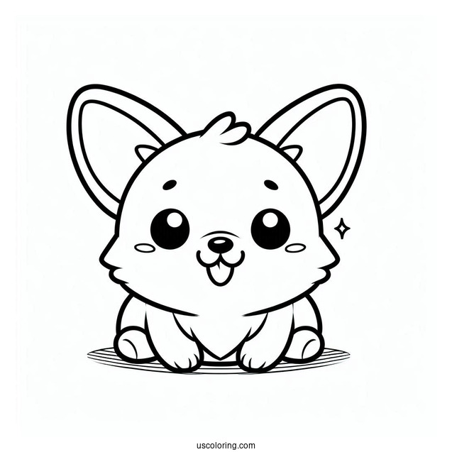 Kawaii Corgi Outline For Preschoolers