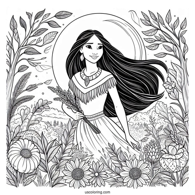 Detailed Coloring Page Pocahontas