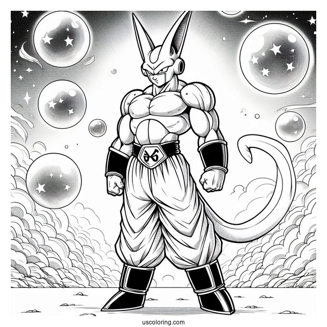 Dragon Ball Z Coloring Page Of Detailed Majin Buu Standing Proud
