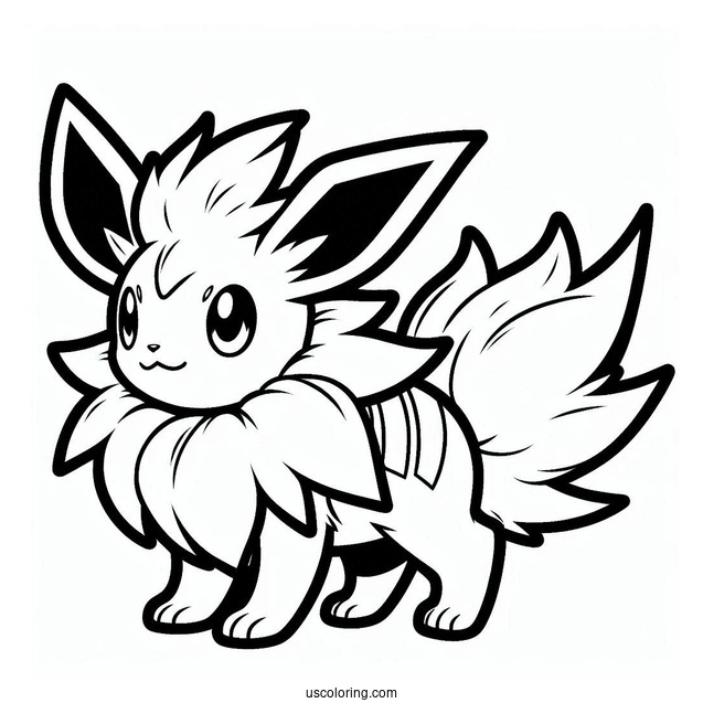 Easy Jolteon Coloring Page Outline For Kids