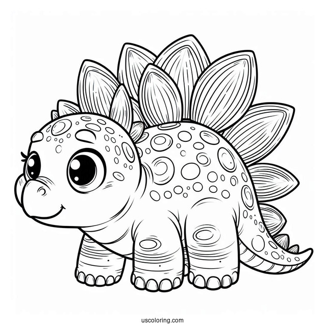 Adorable Stegosaurus Coloring Page With Large Eyes For Preschoolers