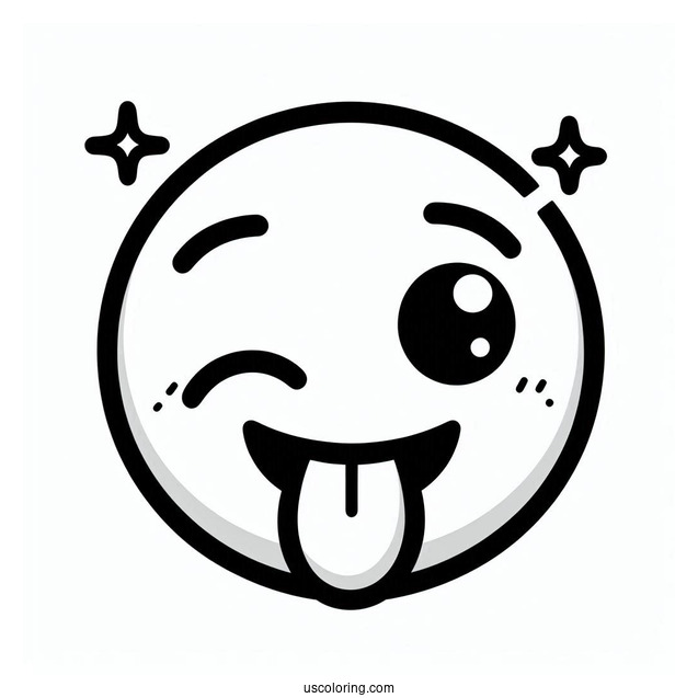 Winking Face With Tongue Emoji Coloring Page