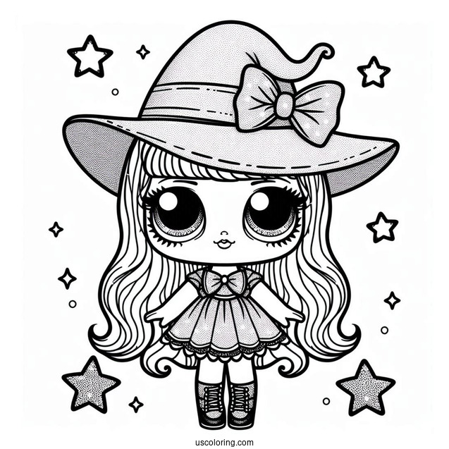 LOL Surprise Doll Dressed As a Witch To Color