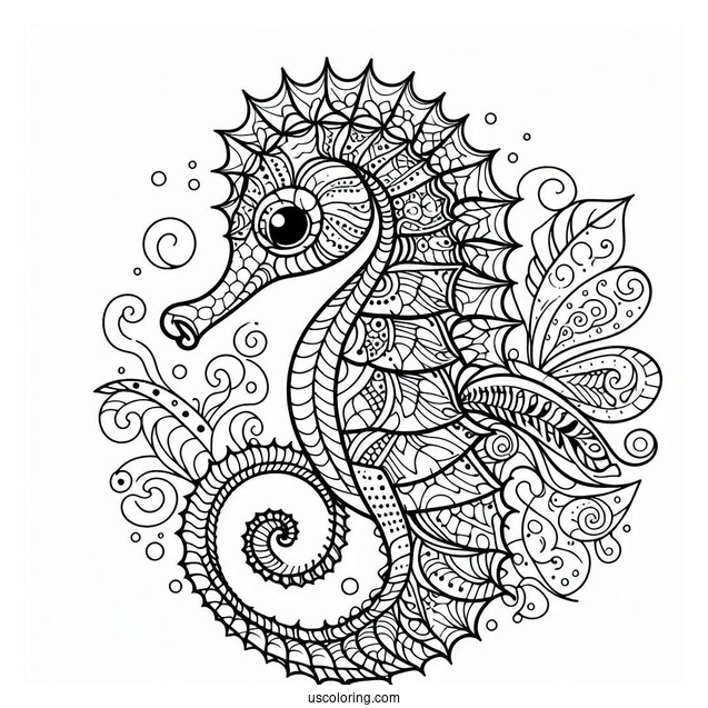Mandala Seahorse To Color For Adults