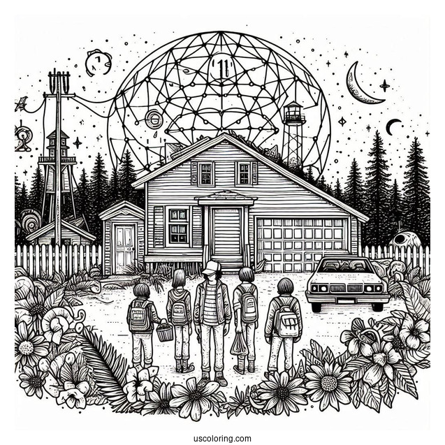 Detailed Stranger Things Coloring Sheet For Adults