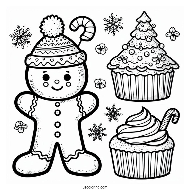 Gingerbread Men Decorating Christmas Cupcake