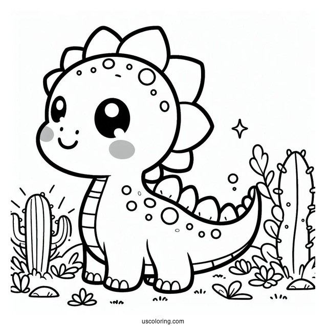 Kawaii Spinosaurus Coloring Page For Preschoolers
