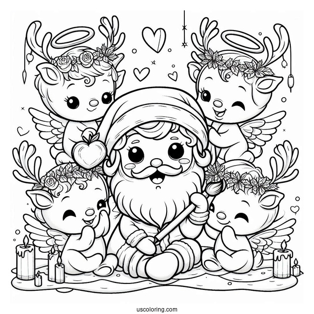 Cheeky Santa Decorating Cupids Antlers