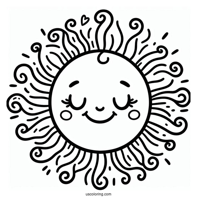 Easy Outline Of a Smiling Sun To Color