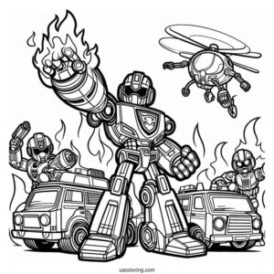 Rescue Bots Coloring Page Heatwave Punching The Air