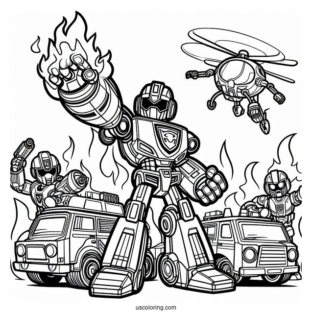 Rescue Bots Coloring Page Heatwave Punching The Air