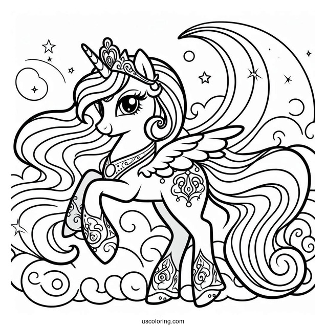 Simple Princess Celestia Coloring Page For Preschoolers