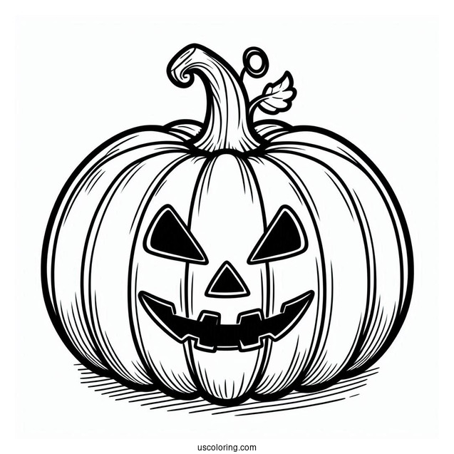 Pumpkin Coloring Page Of Stout Jack O Lantern For Kids
