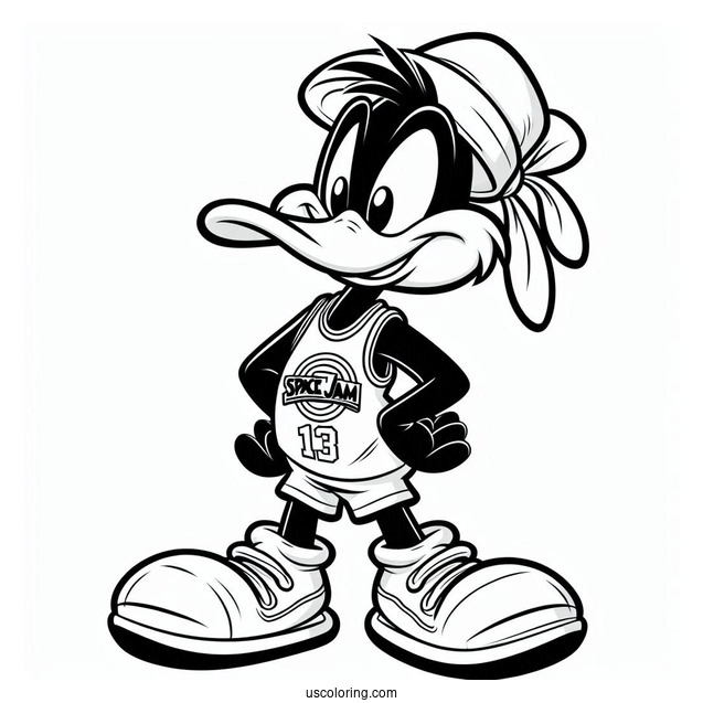Daffy Duck Wearing Tune Squad Jersey