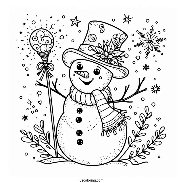 Magical Looking Young Snowman To Color