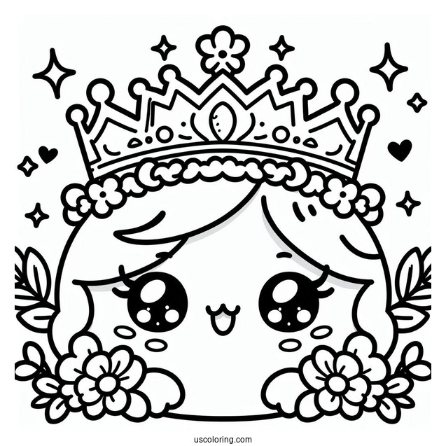 Kawaii Crown Coloring Page For Kids