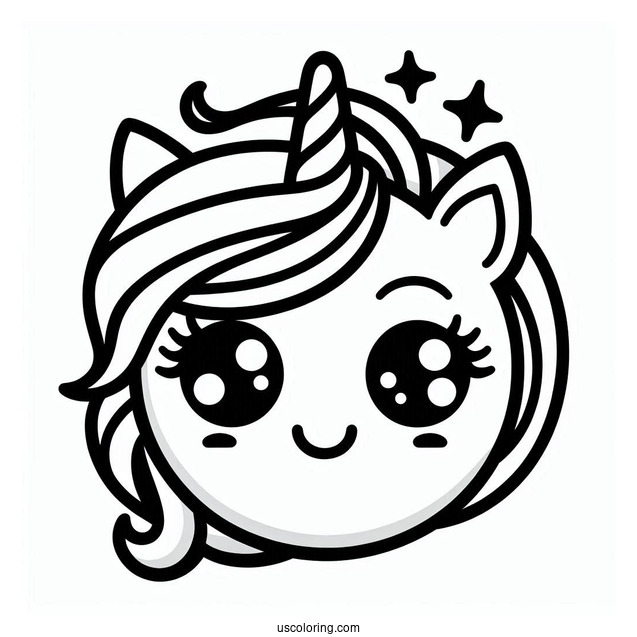 Easy Unicorn Emoji Coloring Page