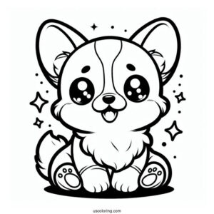 Cute Kawaii Corgi To Color