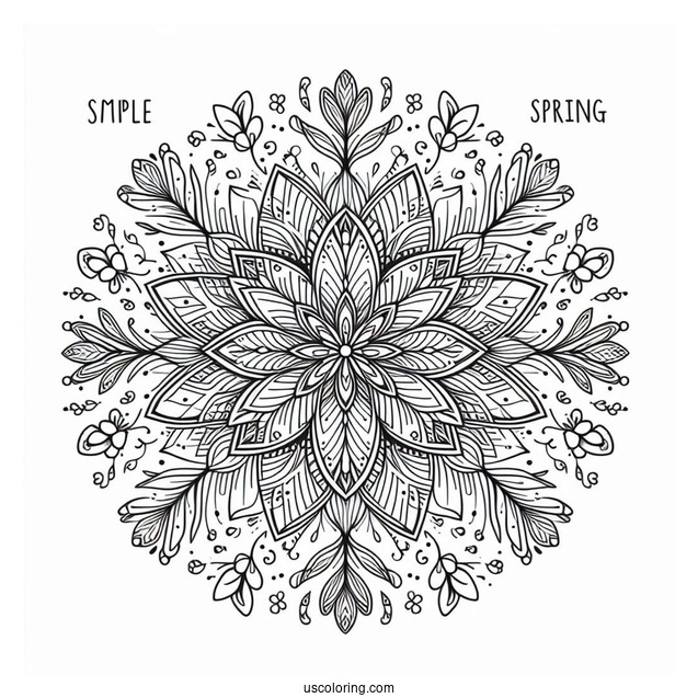 Intricate Spring Flower Mandala With Words At The Center