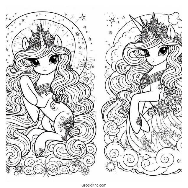 Elegant Princess Celestia Coloring Page