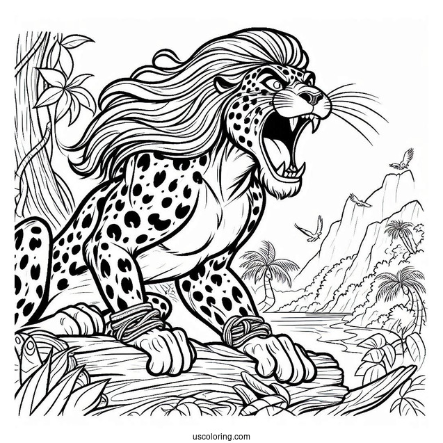 Tarzan Coloring Page Of Sabor The Leopard Roaring