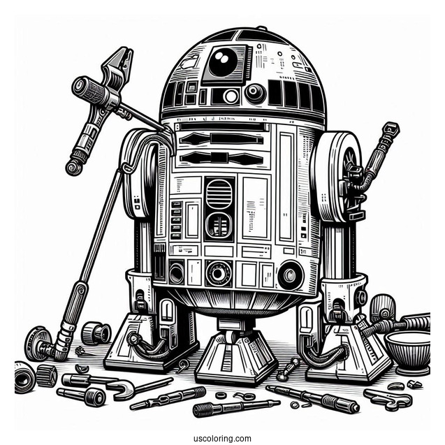 R2-D2 Coloring Page Fixing Engine