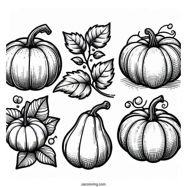 Various Pumpkin Coloring Page To Color