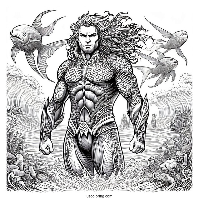 Aquaman Coloring Page Realistic Mera In Atlantis