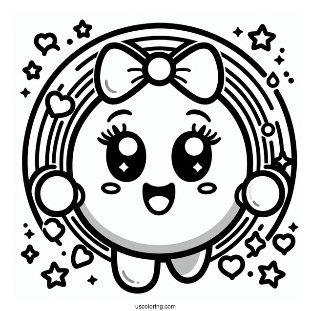 Kawaii Mrs. Pac-Man Coloring Page For Kids