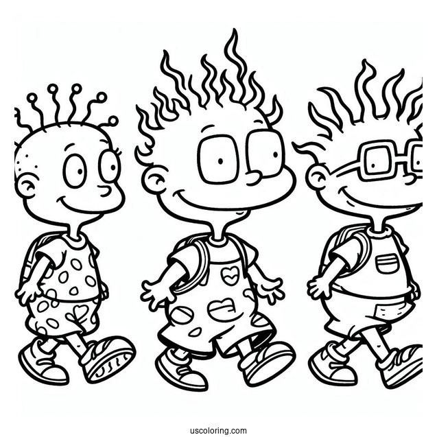 Rugrats Coloring Page Of Simple Stu Pickles Walking Outline