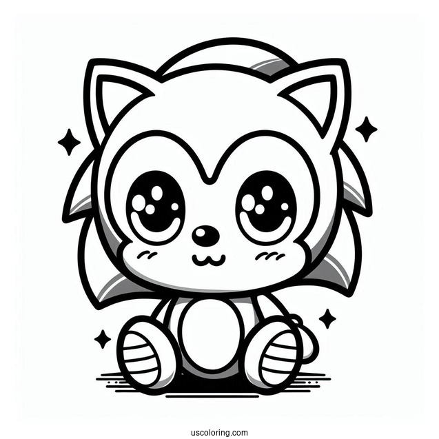 Kawaii Baby Sonic Coloring Page For Kids