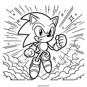 Easy Super Sonic Coloring Page For Kids