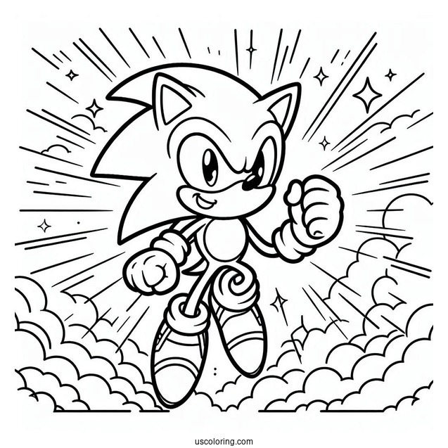 Easy Super Sonic Coloring Page For Kids