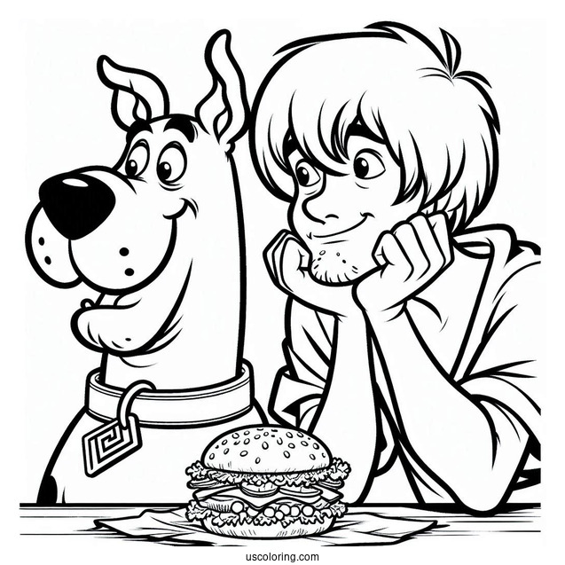Shaggy And Scooby-Doo Looking At Burger To Eat